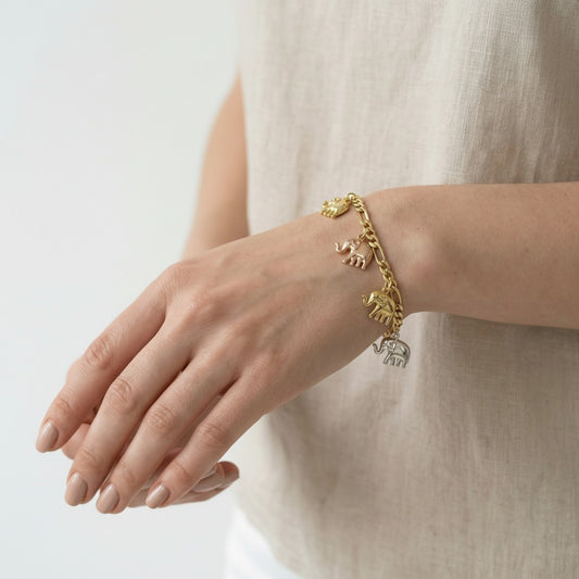 Gold Plated Elephant Charm Bracelet