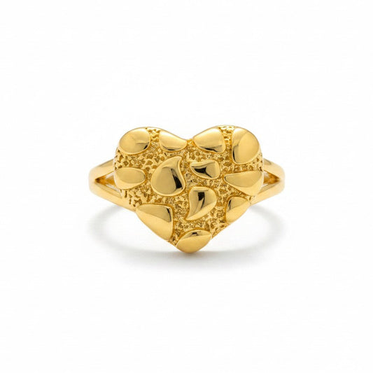 Gold Plated Heart Nugget Ring | Ladies