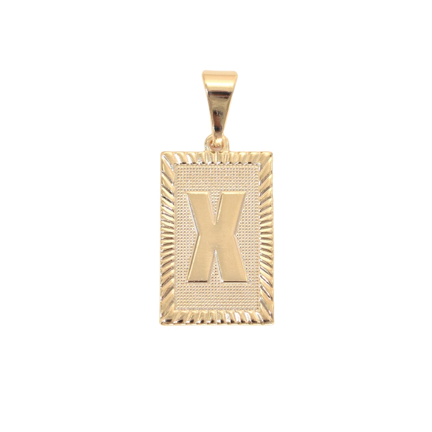 Gold Plated Pendant-Initials Square Diamond Cut