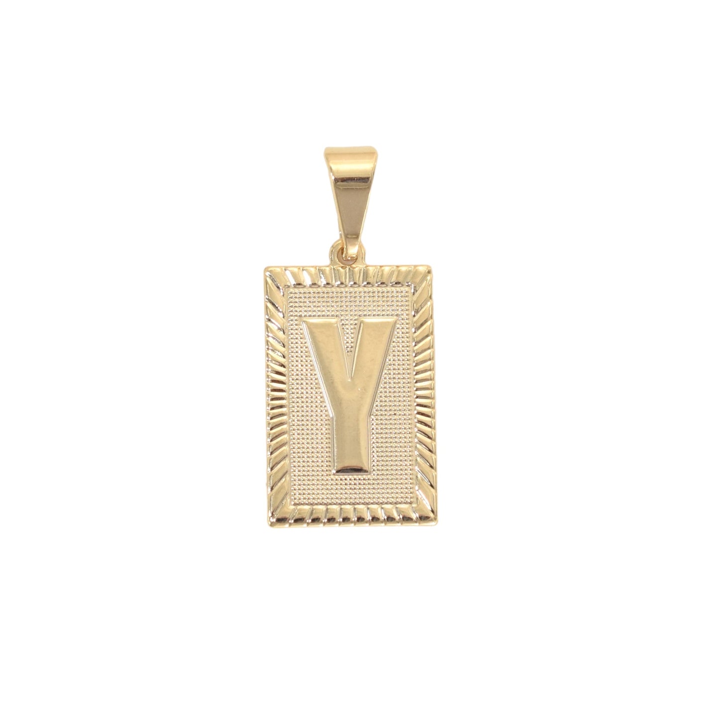 Gold Plated Pendant-Initials Square Diamond Cut