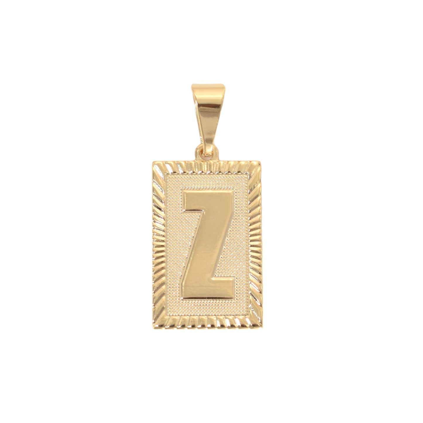 Gold Plated A-Z Square Diamond Cut Initial Pendants