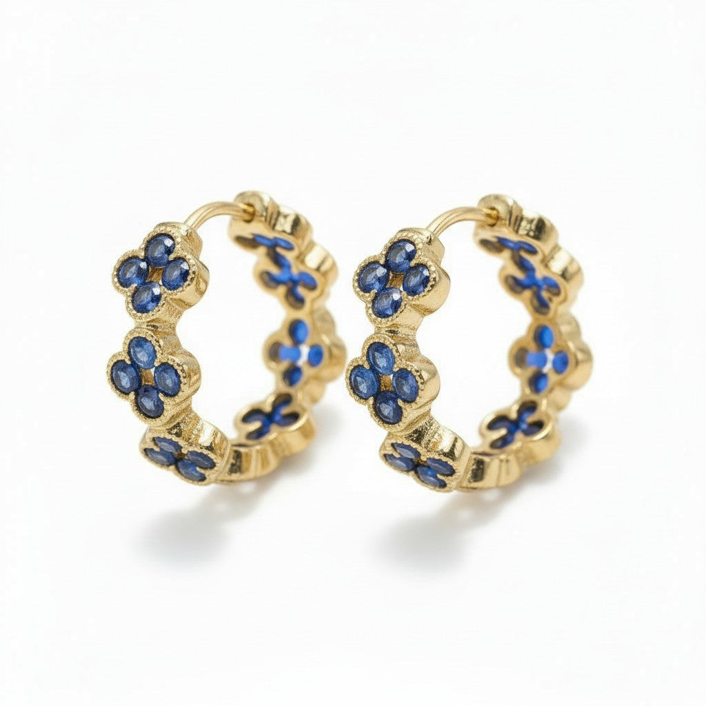 Gold Plated Multi Color Hoop Earrings