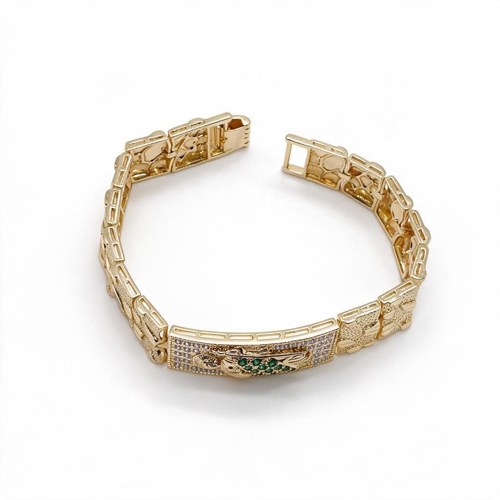 Gold-Plated Saint Jude Nugget Link ID Bracelet - Oro Laminado