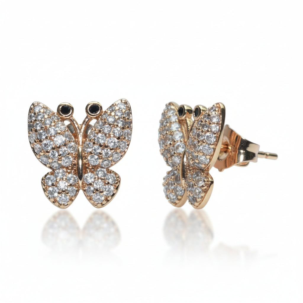 Sparkling Pave Butterfly Stud Earrings - Amafhha Jewels