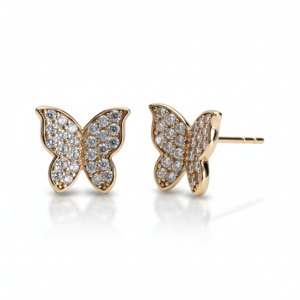 Radiant Crystal Butterfly Stud Earrings - Amafhha Jewels