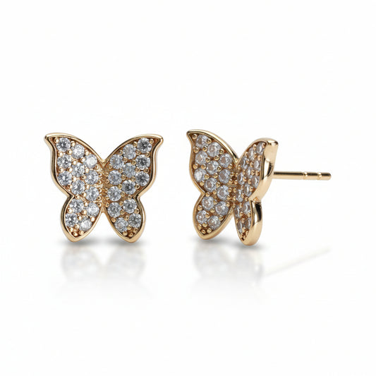 Radiant Crystal Butterfly Stud Earrings - Amafhha Jewels