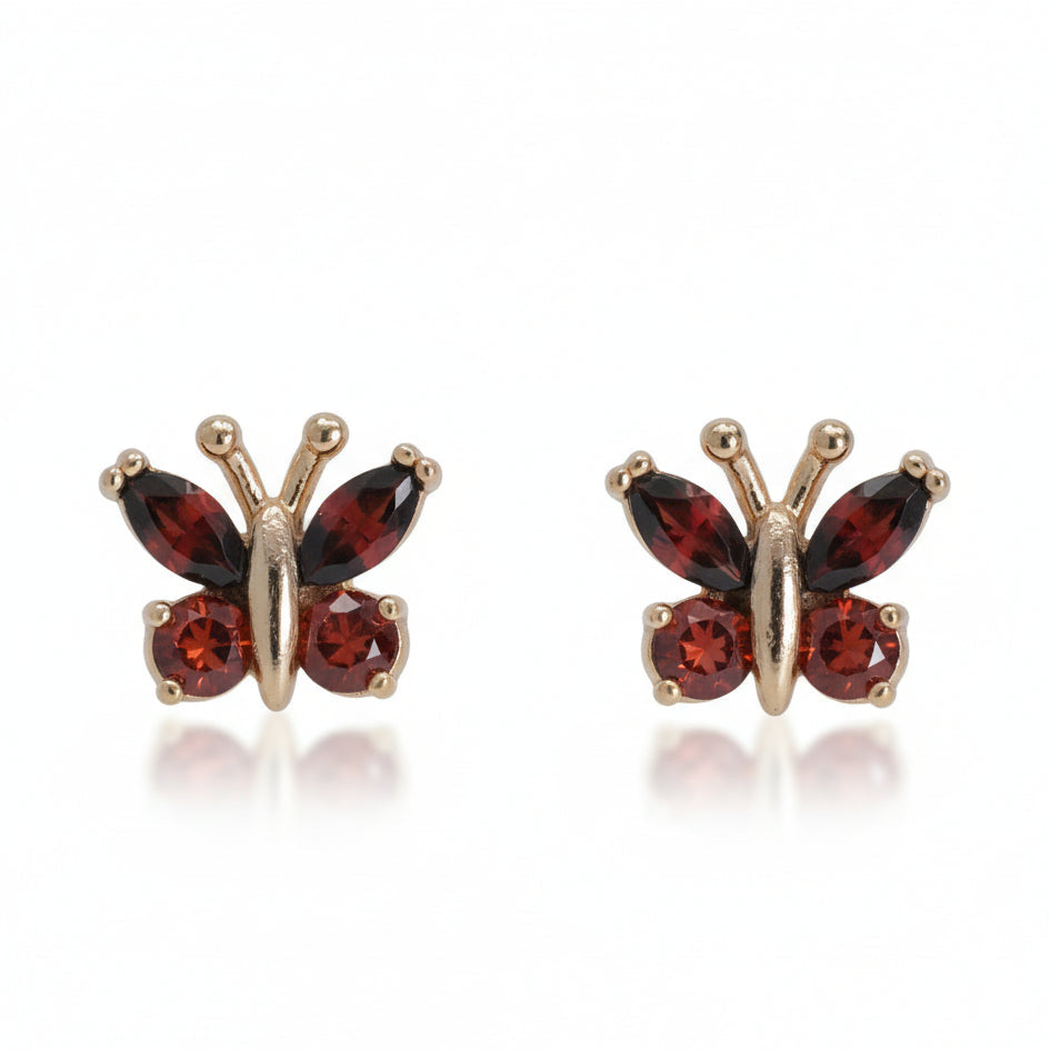 Gemstone Butterfly Stud Earrings - Amafhha Jewels