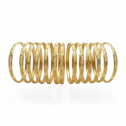 Gold Layered 6.5MM Textured Bangle Set (Pack of 12)