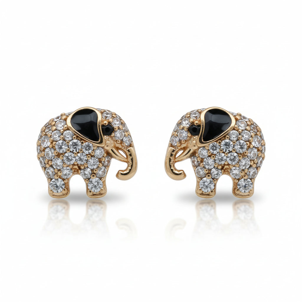 Sparkling Pave Elephant Stud Earrings - Amafhha Jewels