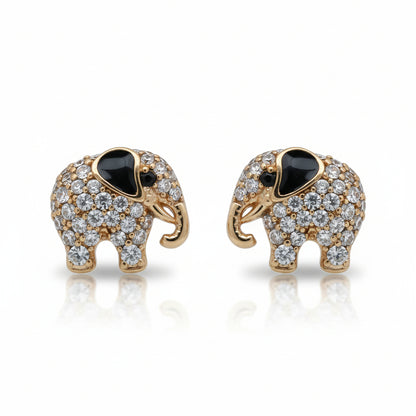 Sparkling Pave Elephant Stud Earrings - Amafhha Jewels