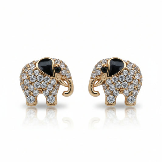 Sparkling Pave Elephant Stud Earrings - Amafhha Jewels
