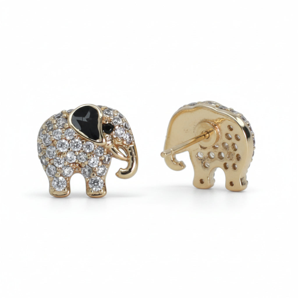 Sparkling Pave Elephant Stud Earrings - Amafhha Jewels