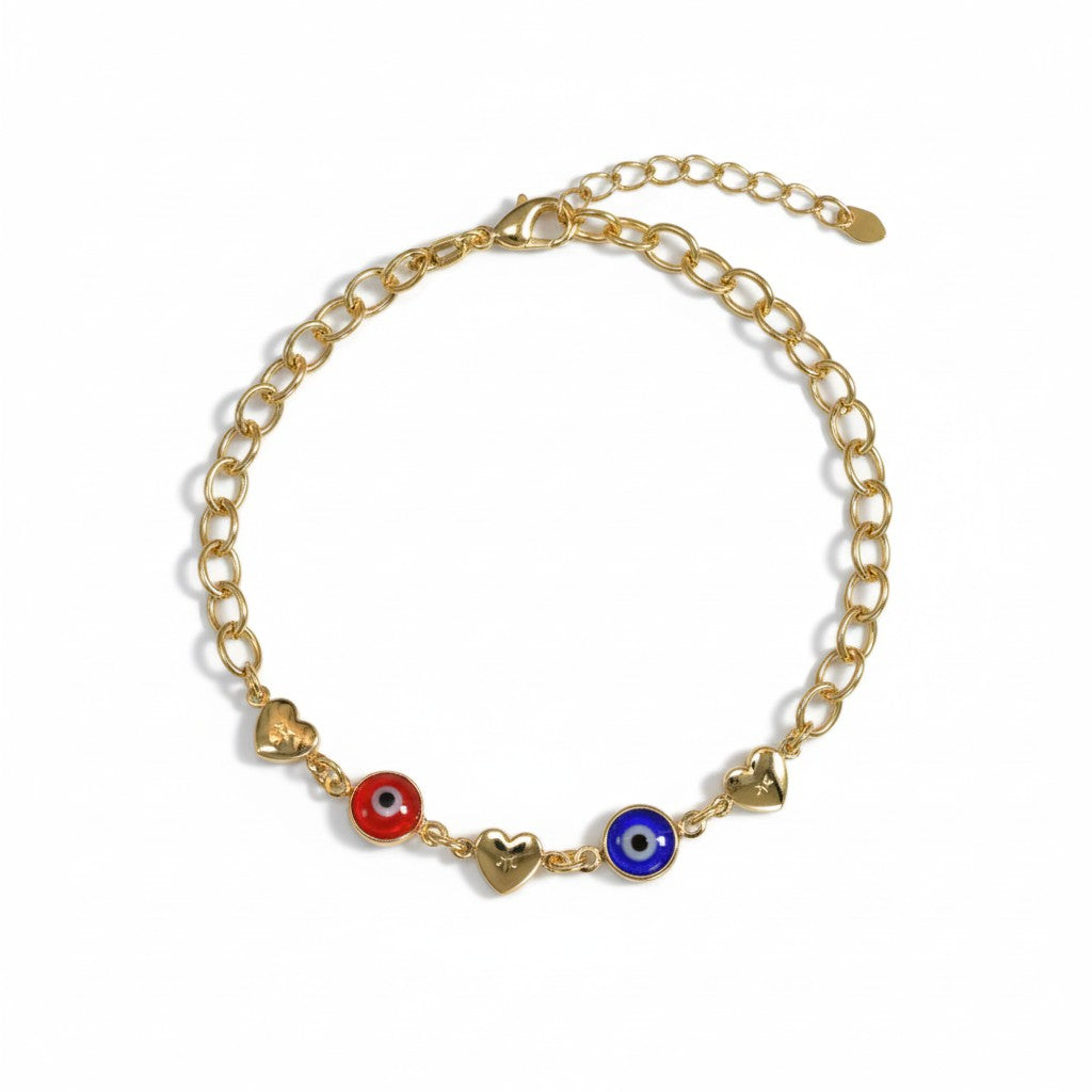 Gold Plated Bracelet enamel evil eye - Amafhha Jewels