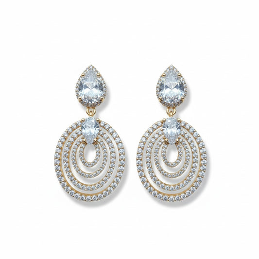 Gold Plated Dangle Earrings Cubic Zirconia (CZ)