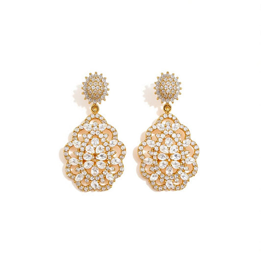 Gold plated mandala dangle drop earrings