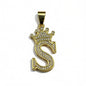 Gold Plated A-Z Crown Initial Pendants CZ