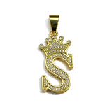 Gold Plated A-Z Crown Initial Pendants CZ - Amafhha Jewels