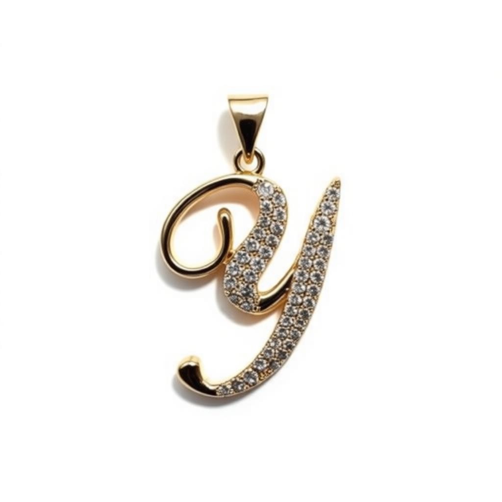 Gold Plated A-Z Cursive Initial Pendants CZ