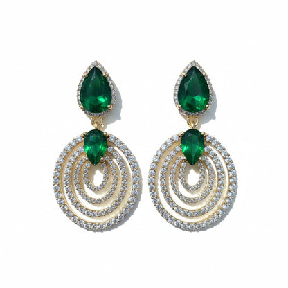 Gold Plated Dangle Earrings Cubic Zirconia (CZ)