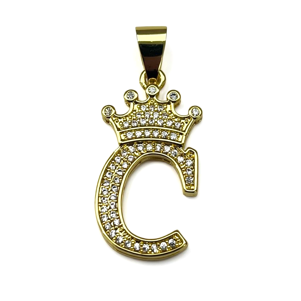 Gold Plated A-Z Crown Initial Pendants CZ - Amafhha Jewels