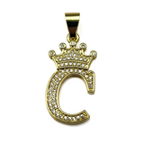 Gold Plated A-Z Crown Initial Pendants CZ - Amafhha Jewels
