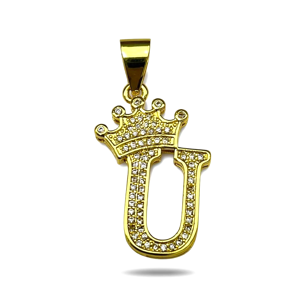Gold Plated A-Z Crown Initial Pendants CZ - Amafhha Jewels