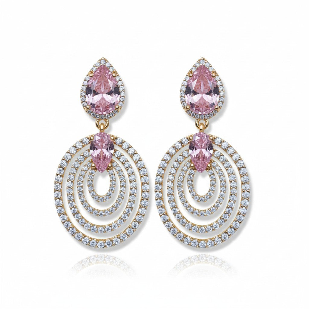 Gold Plated Dangle Earrings Cubic Zirconia (CZ)