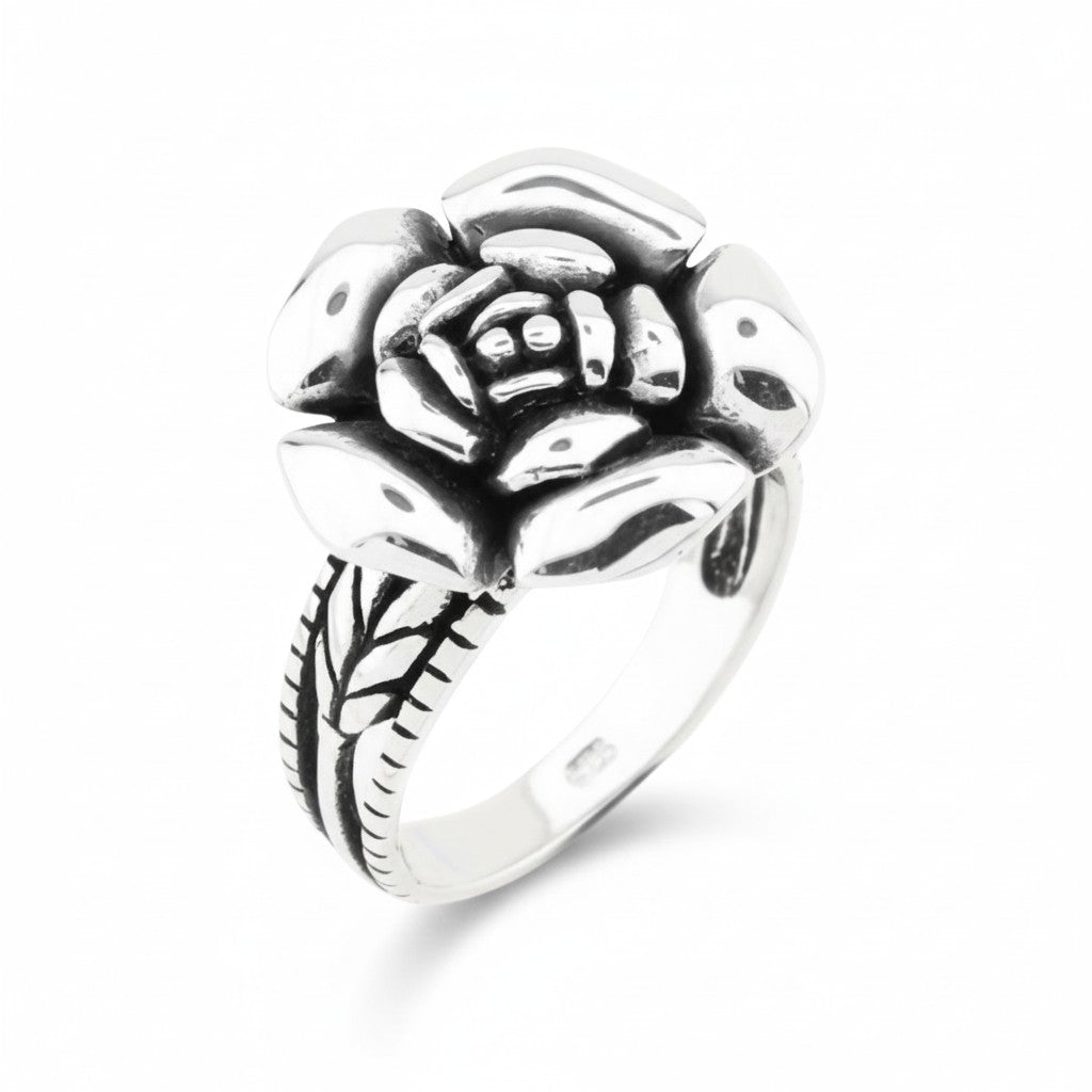 925 Sterling Silver Rose Statement Ring