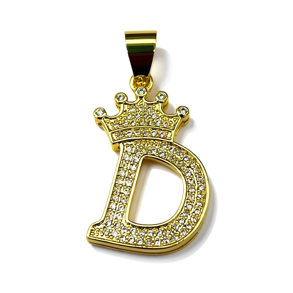 Gold Plated A-Z Crown Initial Pendants CZ - Amafhha Jewels