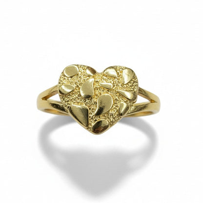 925 Silver Over Gold Nugget Heart Ring