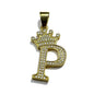 Gold Plated A-Z Crown Initial Pendants CZ