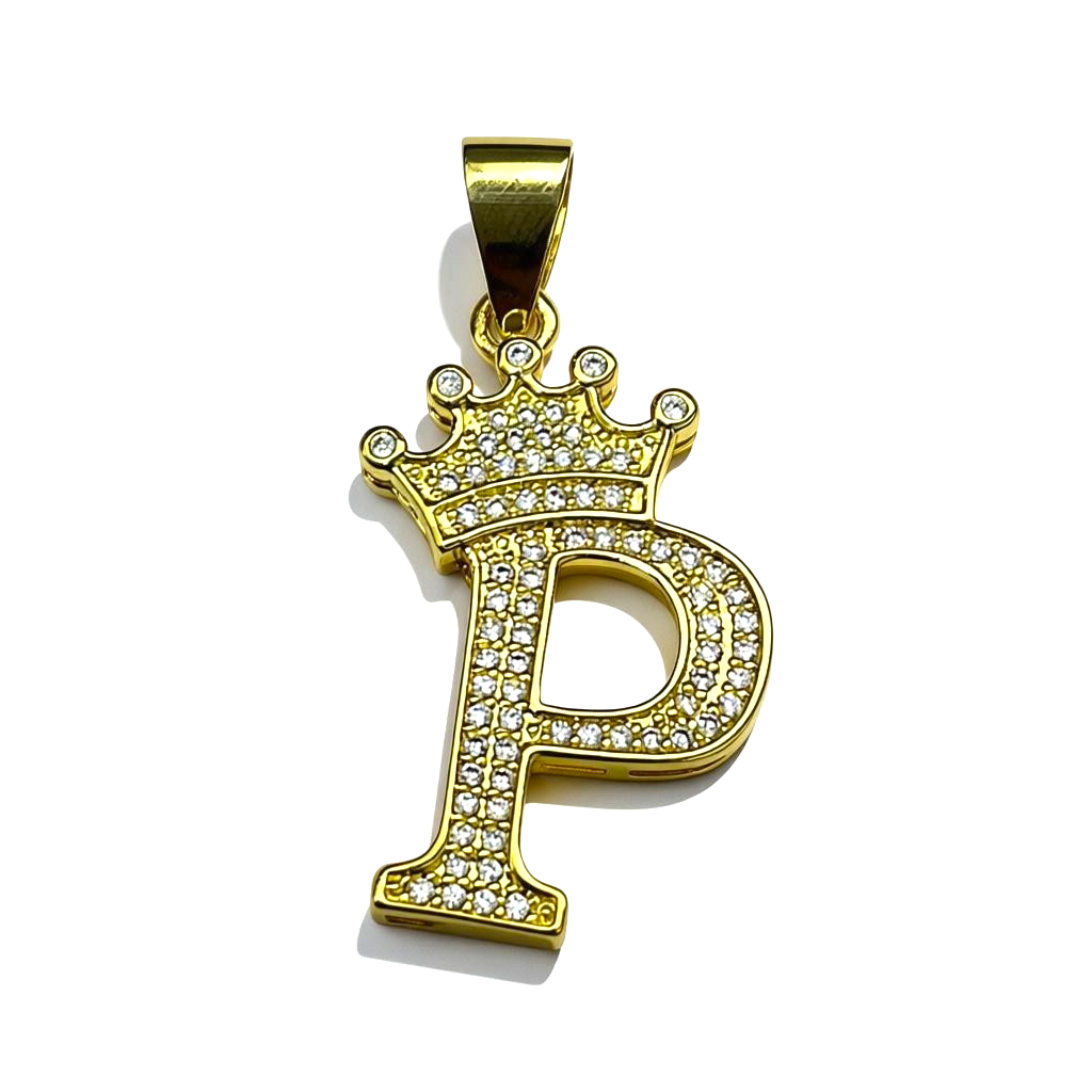 Gold Plated A-Z Crown Initial Pendants CZ - Amafhha Jewels