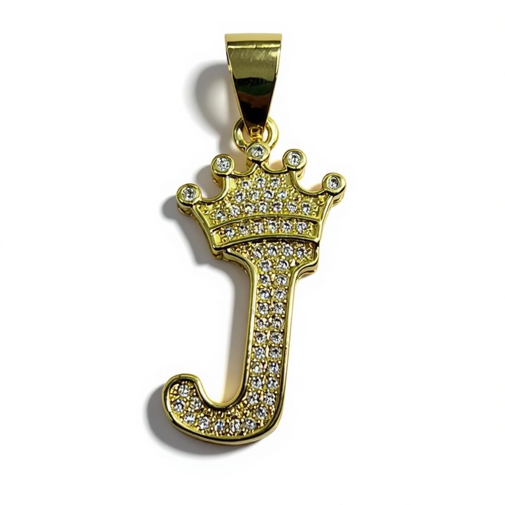 Gold Plated A-Z Crown Initial Pendants CZ