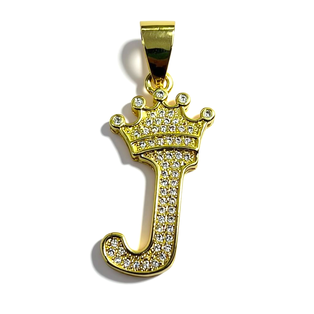 Gold Plated A-Z Crown Initial Pendants CZ - Amafhha Jewels