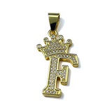 Gold Plated A-Z Crown Initial Pendants CZ - Amafhha Jewels