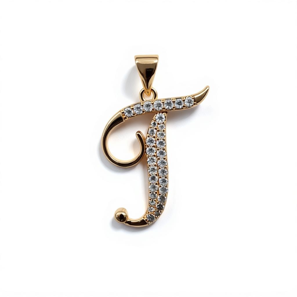 Gold Plated A-Z Cursive Initial Pendants CZ