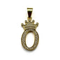 Gold Plated A-Z Crown Initial Pendants CZ
