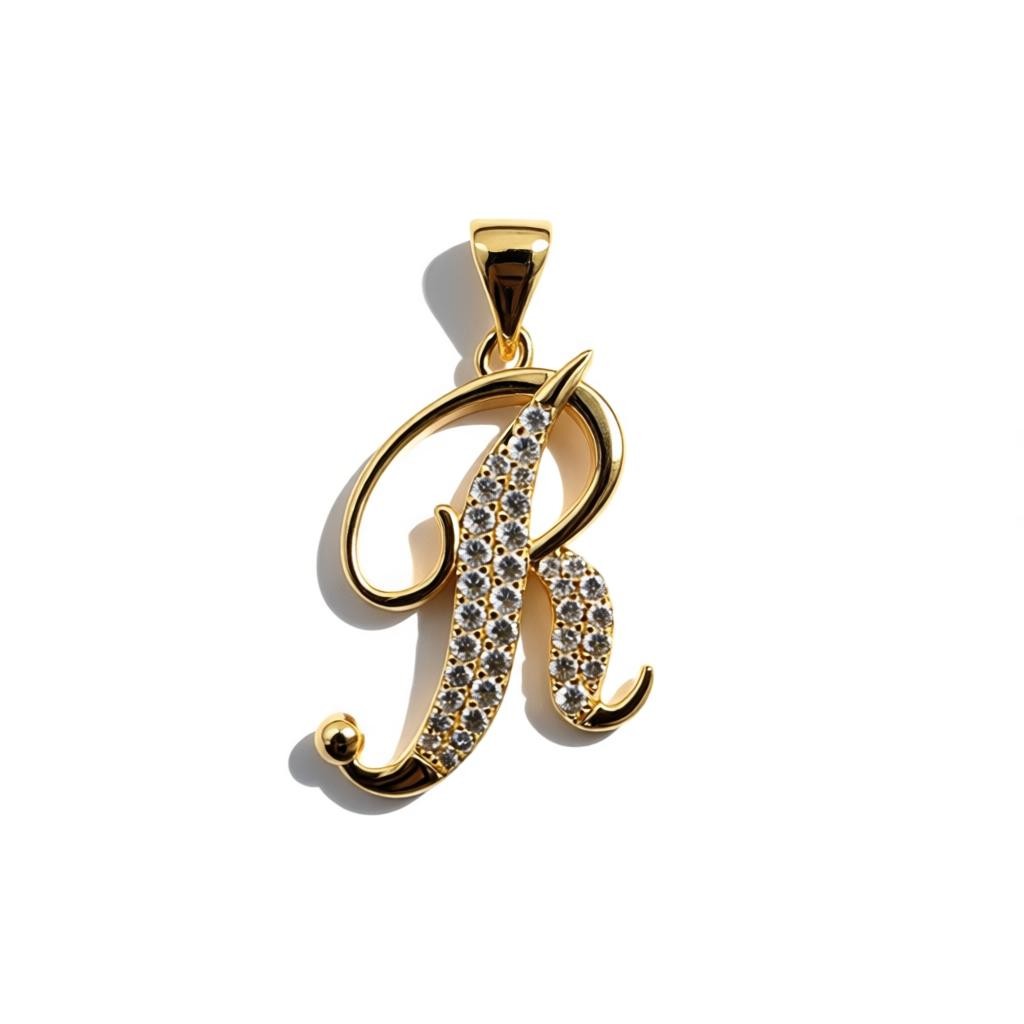Gold Plated A-Z Cursive Initial Pendants CZ