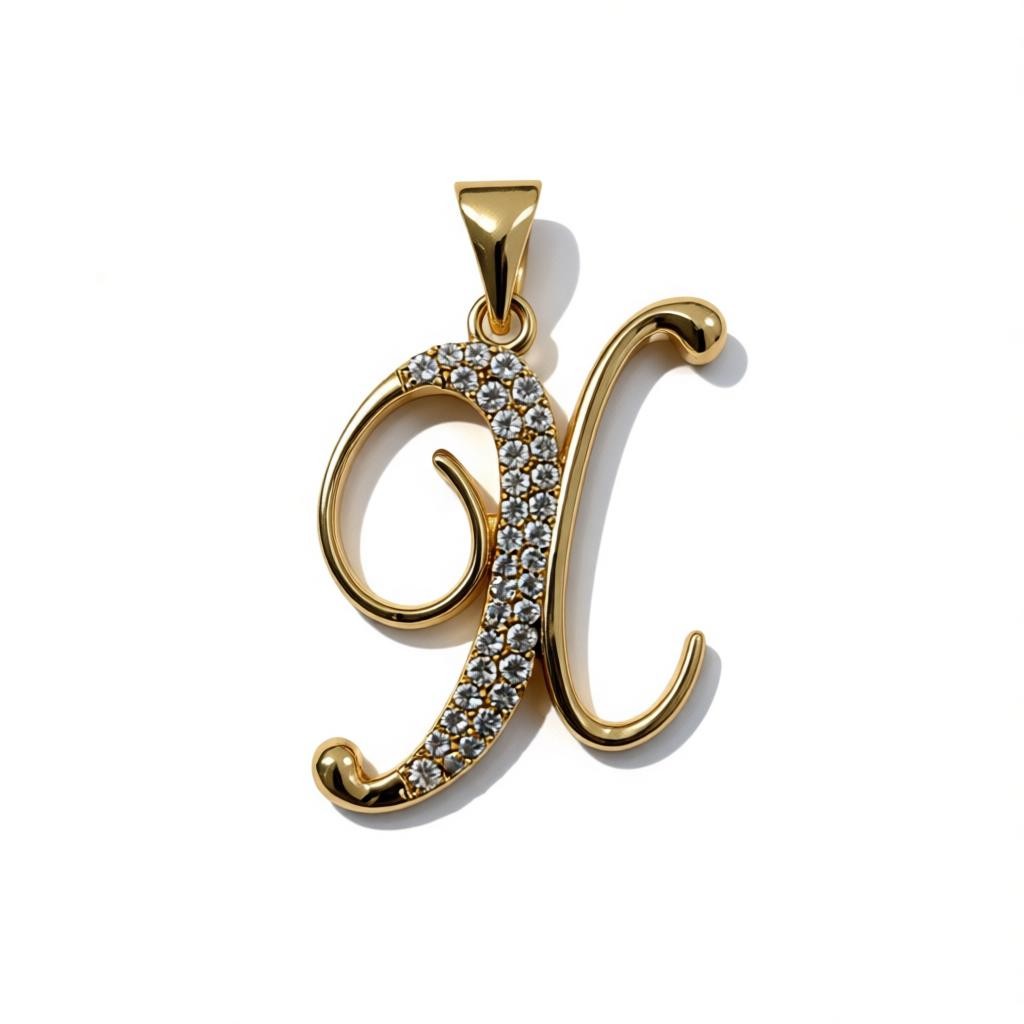 Gold Plated A-Z Cursive Initial Pendants CZ