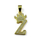 Gold Plated A-Z Crown Initial Pendants CZ