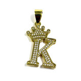 Gold Plated A-Z Crown Initial Pendants CZ - Amafhha Jewels
