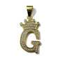 Gold Plated A-Z Crown Initial Pendants CZ