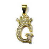 Gold Plated A-Z Crown Initial Pendants CZ - Amafhha Jewels