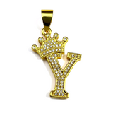 Gold Plated A-Z Crown Initial Pendants CZ - Amafhha Jewels
