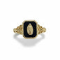 Gold Plated Ring black enamel Virgin Mary