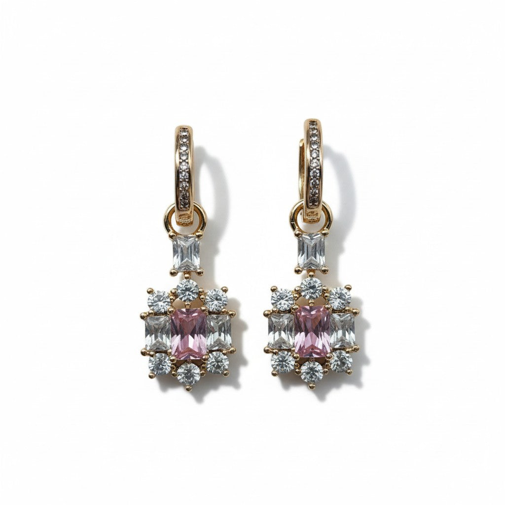 Gold Plated Dangle Earrings Cubic Zirconia (CZ)