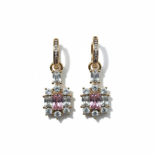 Gold Plated Dangle Earrings Cubic Zirconia (CZ)