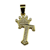 Gold Plated A-Z Crown Initial Pendants CZ - Amafhha Jewels