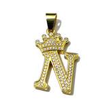 Gold Plated A-Z Crown Initial Pendants CZ - Amafhha Jewels