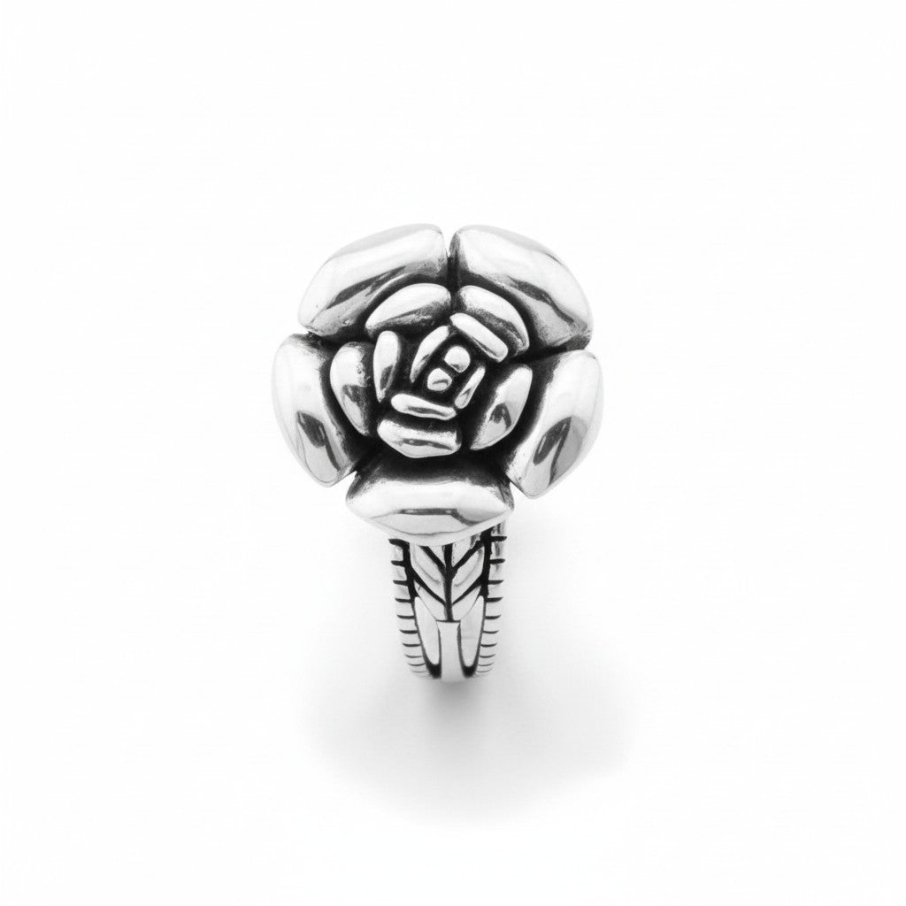925 Sterling Silver Rose Statement Ring